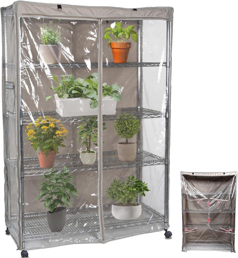 YLOVAN Storage Shelf Cover Wire Rack Shelving Dust Protective, Fits Racks 48" L x 19'' D x 72'' H Three Side See Through Panel (Cover only) - Image 1